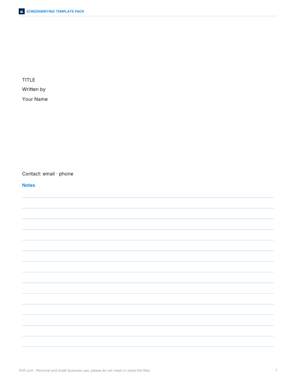 Preview of Screenplay Title Page Template