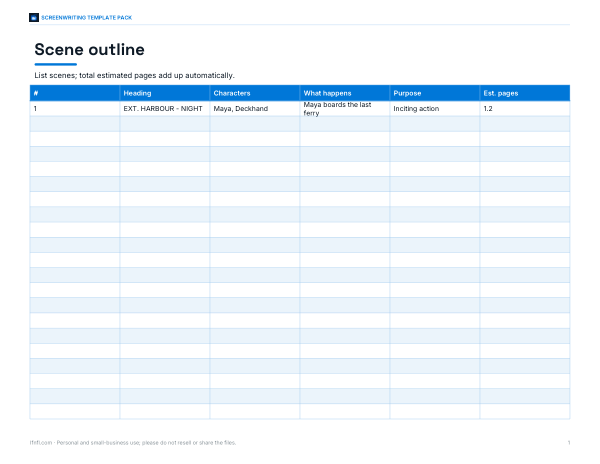 Preview of Printable Scene Outline Template